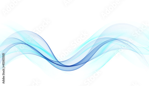 Abstract blue wave vector background Blue waves flow © lesikvit