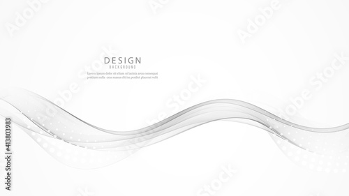 Abstract gray color wave design element. Grey wave. Gray smoke wave. Transparent gray wave element
