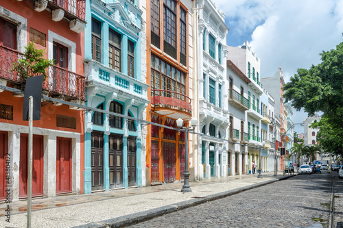 Colonial houses in Good Jesus Street (Rua do Bom Jesus), Recife, Pernambuco, Brasil. photo