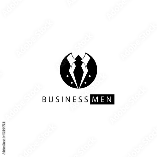 business men logo vector illustration of black suit design