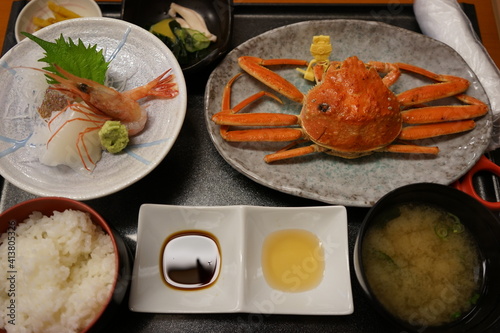 Plate with crab legs, Echizen Crab,  in Fukui, Japan 
- 越前 ガニ 福井 日本 photo