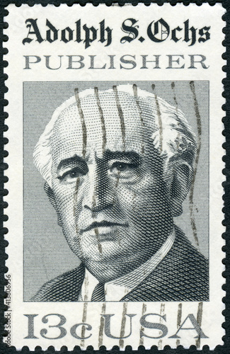 USA - 1976: shows Adolph Simon Ochs (1858-1935), Publisher of the NY Times, Giori Press Printing, 1976