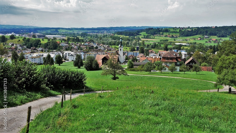 Fototapeta switzerland,city and mountain views