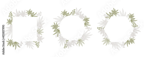 cannabis frame collection.vector illustration for banner and product
