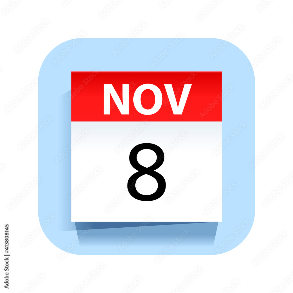 November 8. Calendar Icon. Vector Illustration. November 8. Calendar Icon. Vector Illustration.