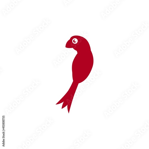 cute red bird logo illustration. parrot cartoon character