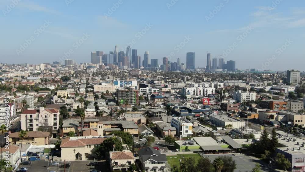Los Angeles Downtown from Olympic Normandie Aerial Shot Rotate R Los Angeles Downtown from Olympic Normandie Aerial Shot Rotate R