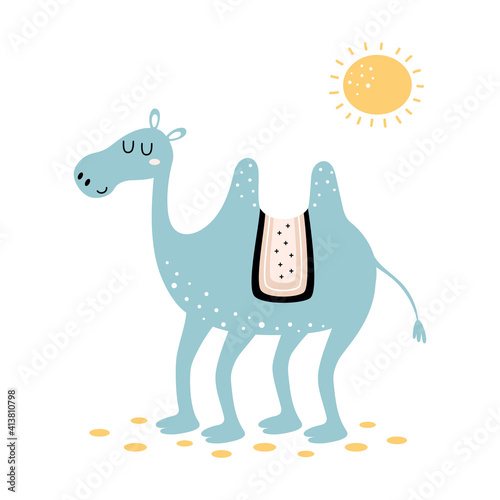 vector illustration of cute camel isolated on white