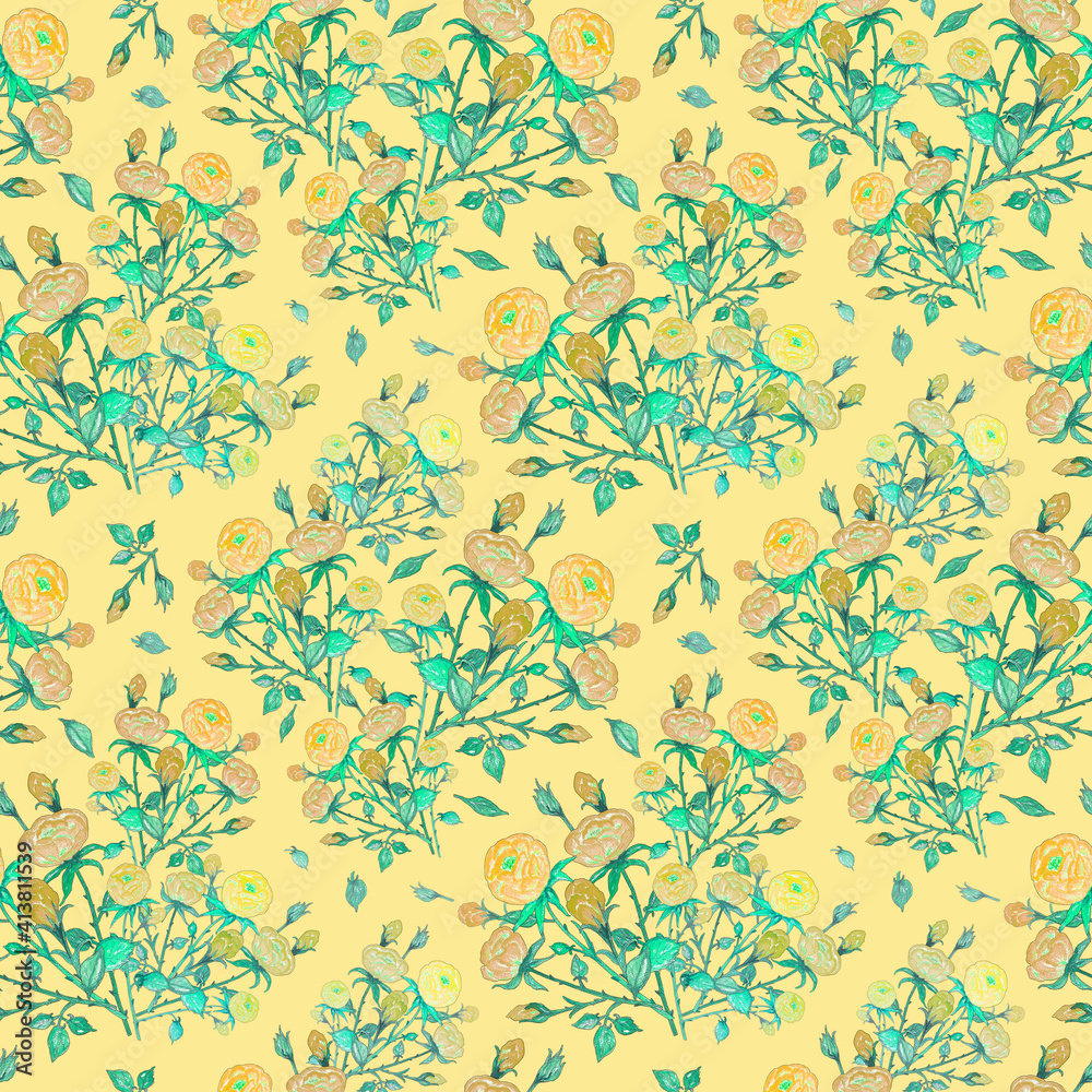 seamless pattern abstracts floral composition