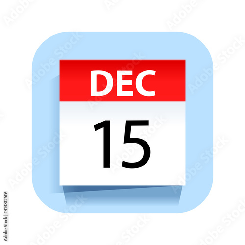 December 15. Calendar Icon. Vector Illustration.