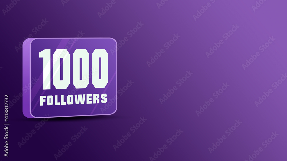 Icon 1k followers in social networks, glass icon 3d. Social media notifications subscribers. Icon 1k followers in social networks, glass icon 3d. Social media notifications subscribers.