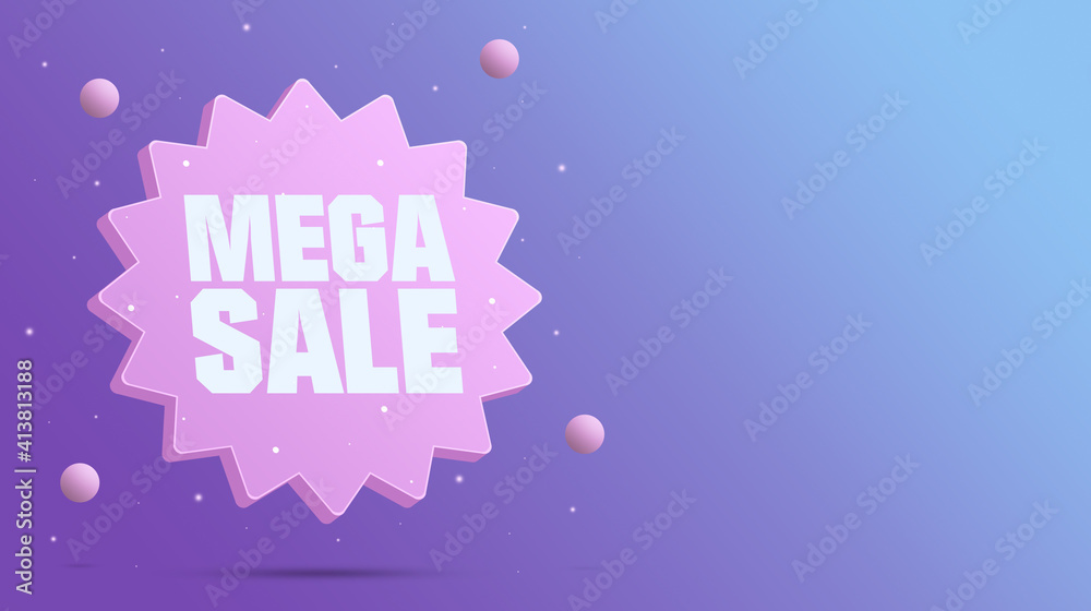 Mega sale icon banner 3d
