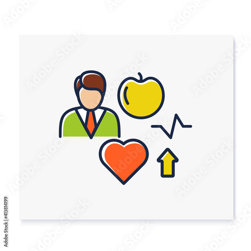 Lifestyle enhancing color icon. Personal growth concept. Self improvement and self realization. Way to success. Motivation. Quality of life. Isolated vector illustration