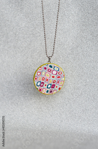 handmade necklace with polymer clay pendant 