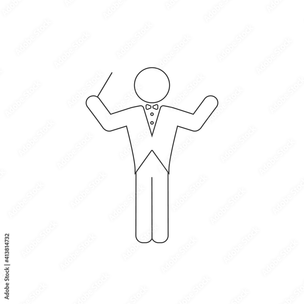 Music conductor line icon in flat, vector Music conductor line icon in flat, vector