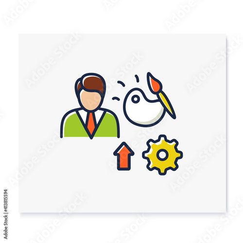 Talents development color icon. Personal growth concept. Self improvement and talent acquisition.Personal strengths, ascuirements. Human resources management. Isolated vector illustration