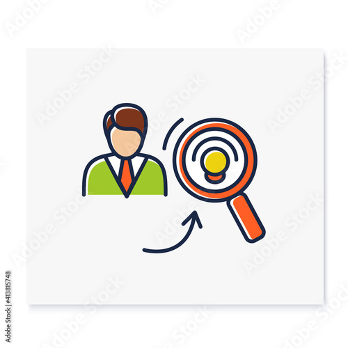 Identifying potential color icon. Personal growth concept. Self improvement and talent acquisition.Personal strengths development. Human resources management. Isolated vector illustration
