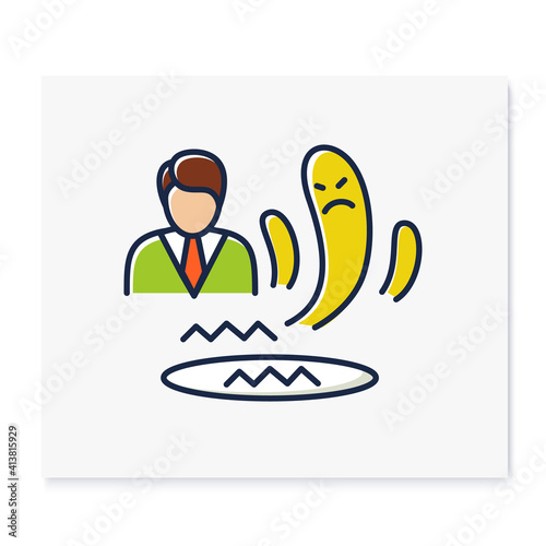 Fear zone color icon. Route to success. Self improvement and self realization. Business and career development. Fear fighting. Isolated vector illustration. Vector illustration