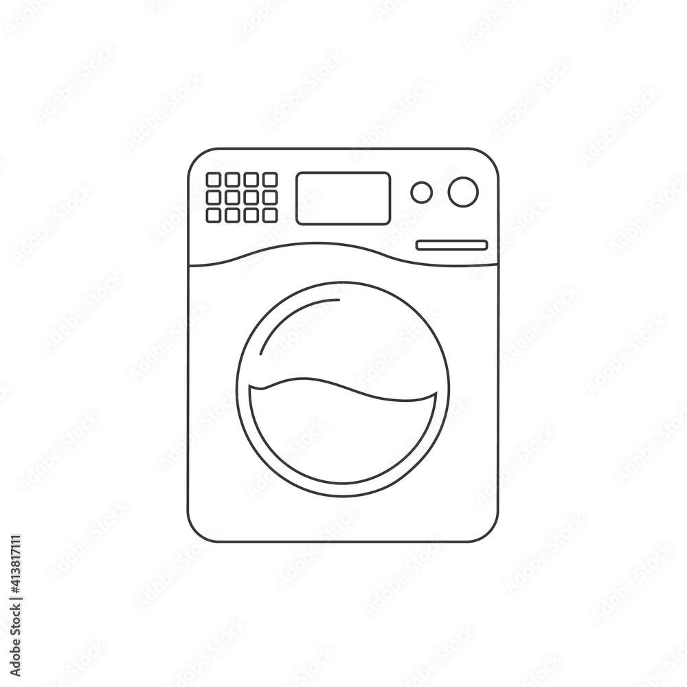 Washer vector line icon. Washer flat sign design. Wash machine symbol Washer vector line icon. Washer flat sign design. Wash machine symbol