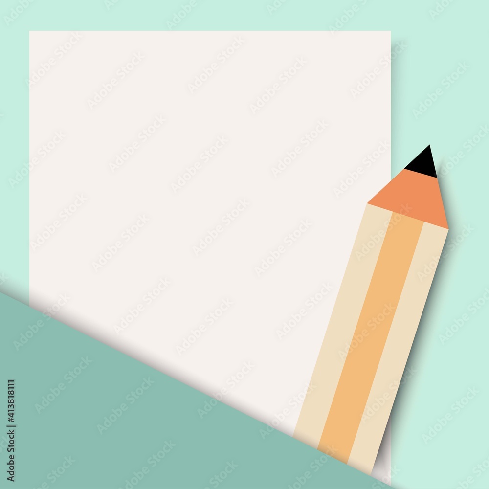 Paper note and pencil design Paper note and pencil design