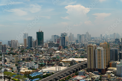 Panorama of Manila city. Skyscrapers and business centers in a big city. Travel vacation concept