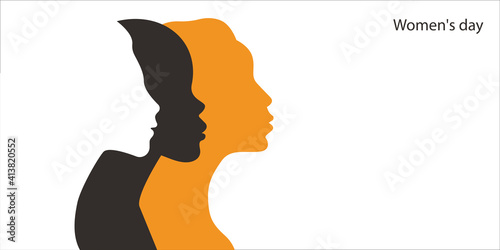 International womens day banner with young women