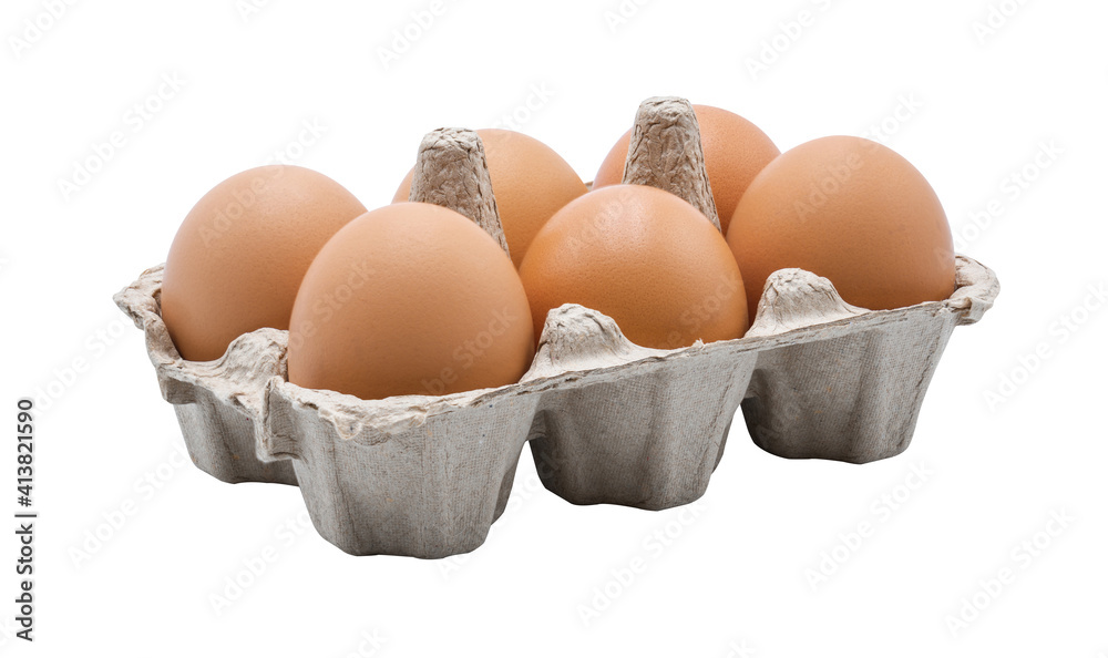 6 Eggs in egg carton top view isolated on white background with clipping path,high resolution files 6 Eggs in egg carton top view isolated on white background with clipping path,high resolution files
