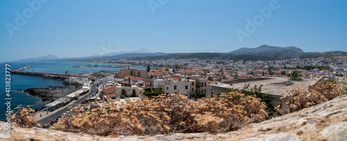 Panoramic View of the Rethymnon from the Fortezza. Crete, Greece.Selective focus