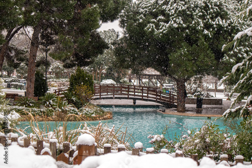 Snowy day at Goztepe Park, Istanbul, Turkey photo