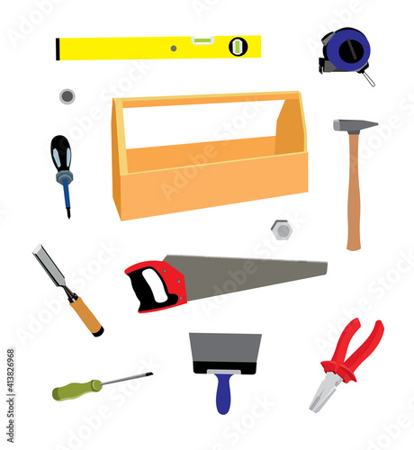 vector illustration of tools, set of tools