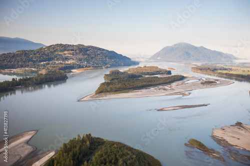 Elevated view of Fraser River near Chilliwack, British Columbia. photo