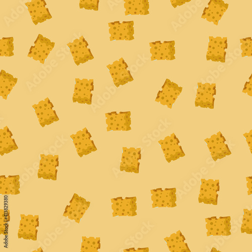pattern in brown colors with slices of bread, croutons, vector illustration,