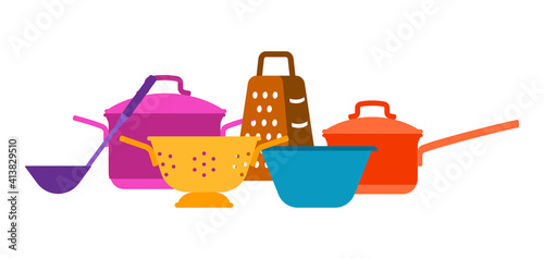 Illustration with kitchen utensils.