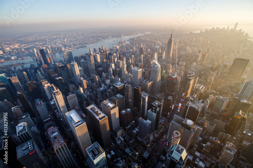 Sunset over Times Square and Midtown Manhattan in New York City, NY photo