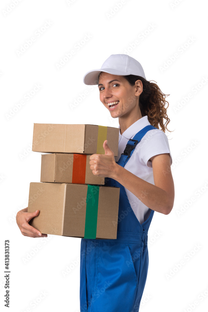 Delivery woman isolated on white Delivery woman isolated on white