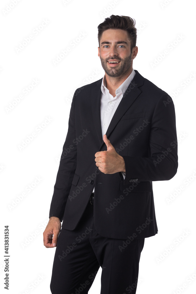 Portrait of business man thumb up Portrait of business man thumb up