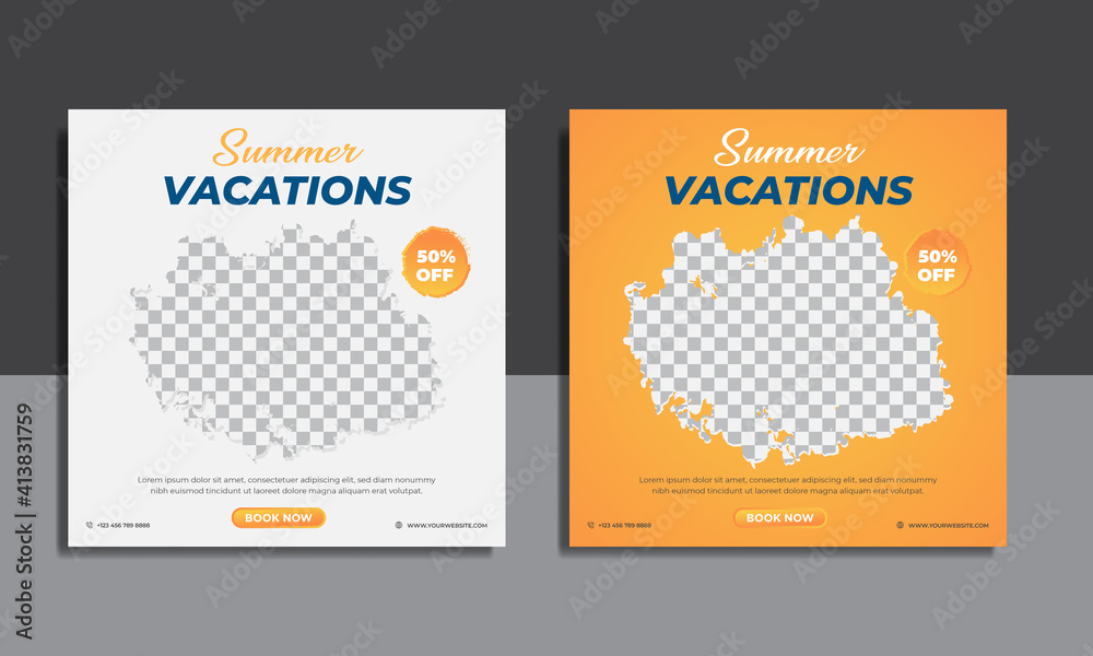 Travel holiday vacation social media post web banner Premium Vector