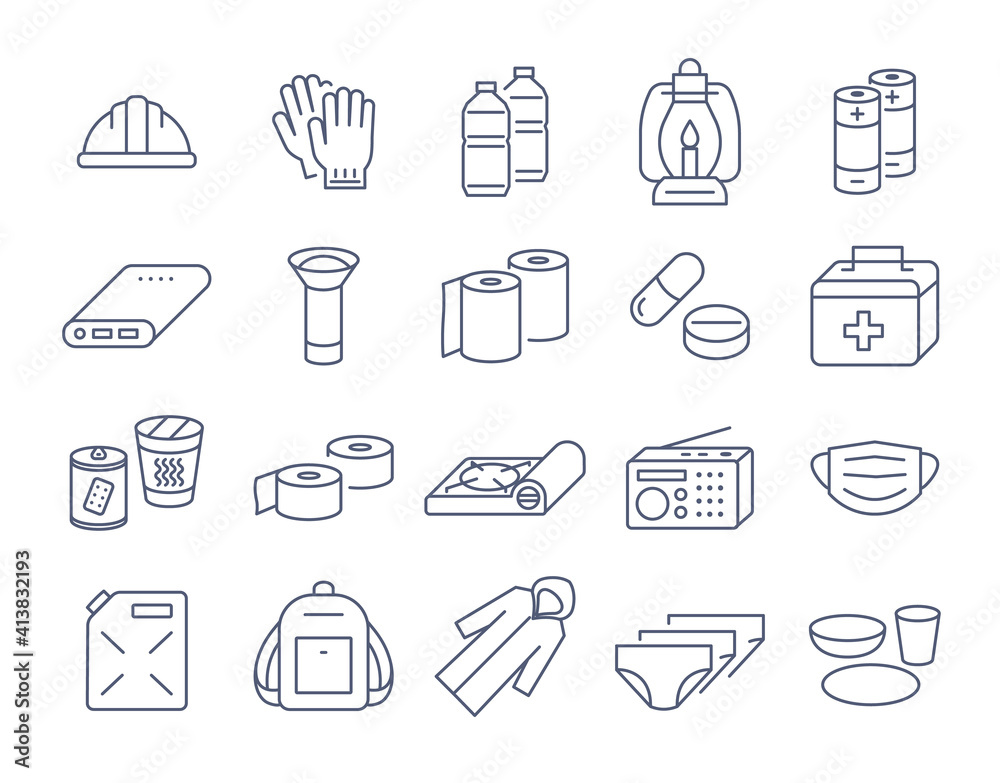 防災グッズ アイコンセット Stock Vector Adobe Stock