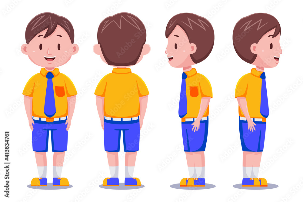 Cute kids boy student wearing uniform in different poses. Cute kids boy student wearing uniform in different poses.