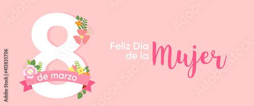 feliz día de la mujer en español. Tarjeta de saludo 8 de marzo