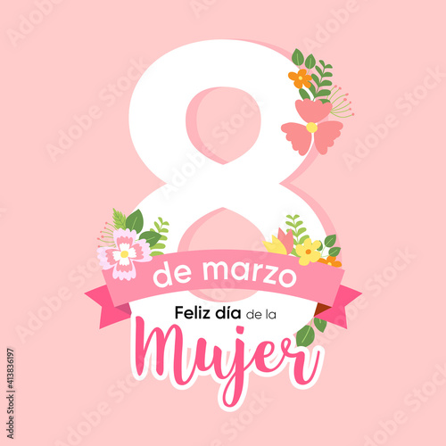 Mujer feliz día 8 de Marzo español