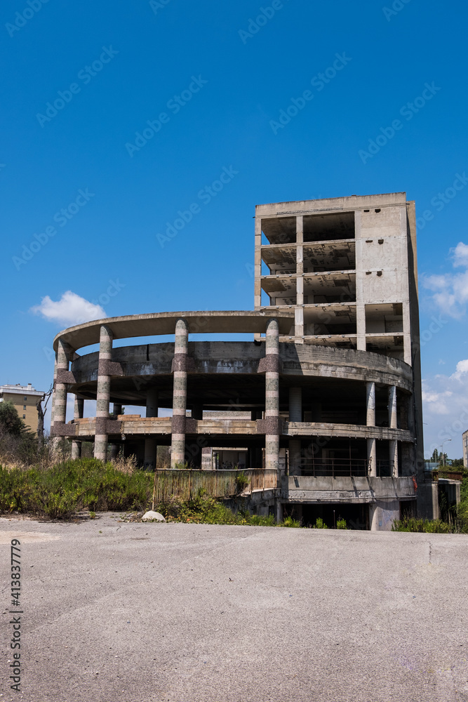 Abandoned concrete building structure. Abandoned concrete building structure.