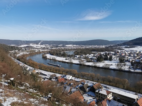 Der Main bei Stadtprozelten und Wertheim Mondfeld im Winter photo