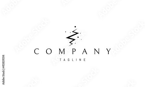 Vector logo on which an abstract image of lightning in a childish style.