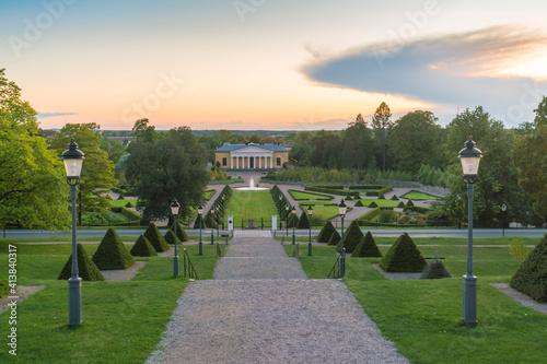 Linneanum  museum with its botanical garden by sunset empty photo