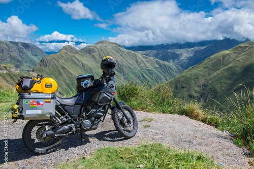 Touring adventure motorbike in the mountains of Colombia, Popayan photo