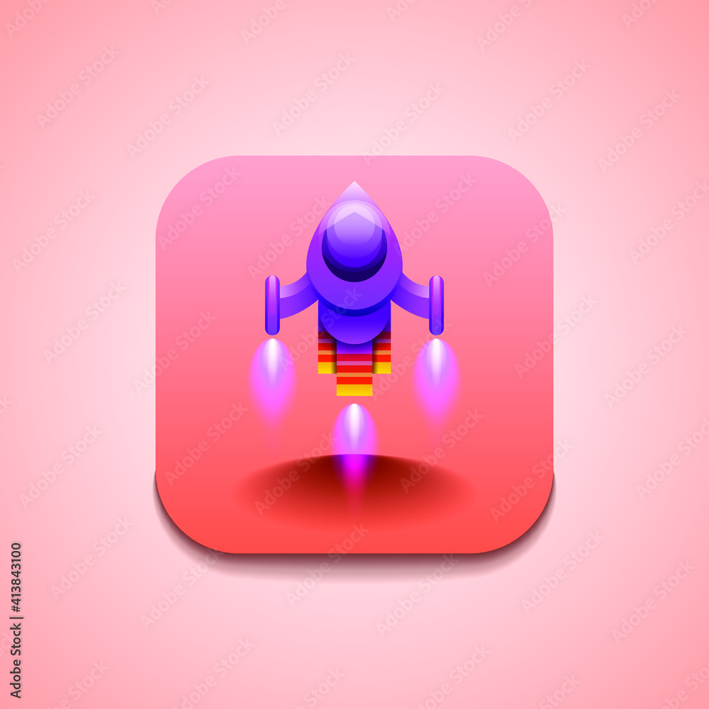 Obraz premium Abstract Spaceship Rocket Logo Vector Icon Symbol