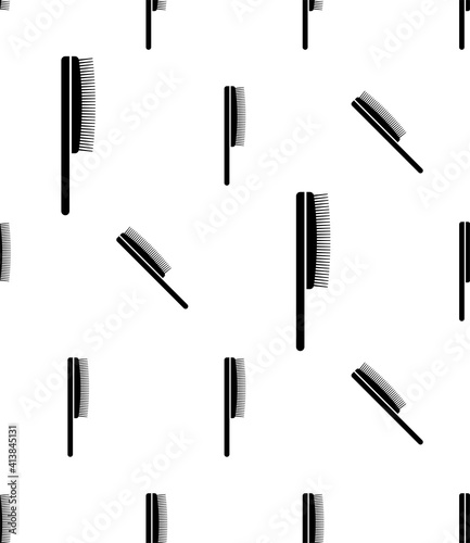 Hairbrush Icon Seamless Pattern, Comb Icon