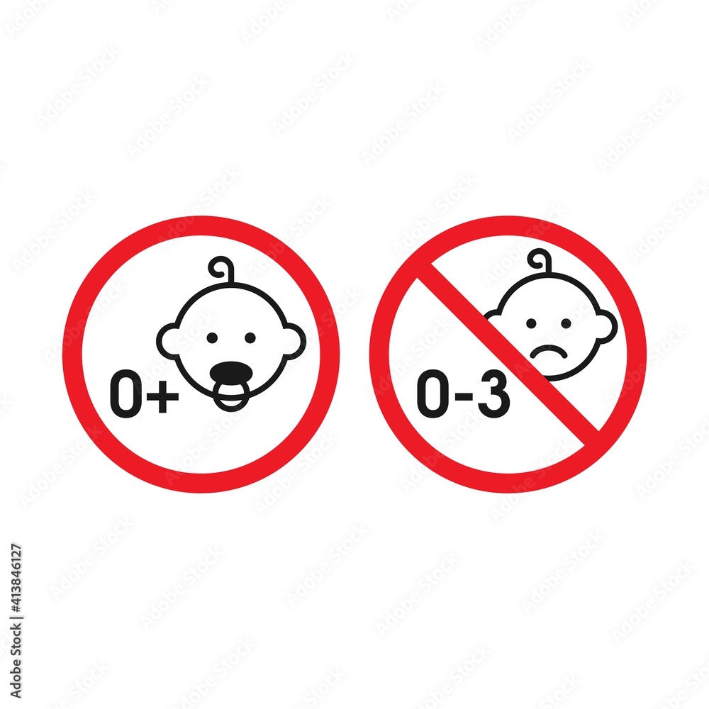 Prohibiting vector sign. Prohibiting flat vector icon. Three years is prohibited sign. No baby Prohibiting vector sign. Prohibiting flat vector icon. Three years is prohibited sign. No baby
