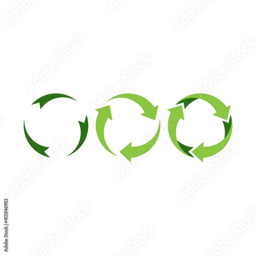 Recycling flat vector icons set. Arrows flat vector icons set